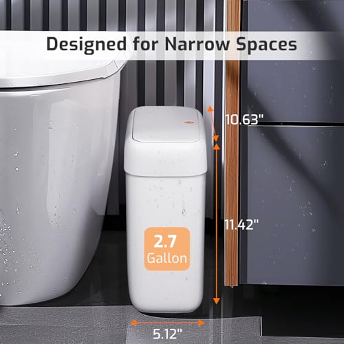 MOPALL Small Bathroom Trash Can with Lid, 2.6 Essentials