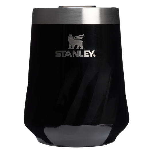 Elegant Stemless The Textured Reserve Wine Tumbler D141Z - Elegant Stemless Vacuum Insulated Wine Tumbler - Black Gloss
