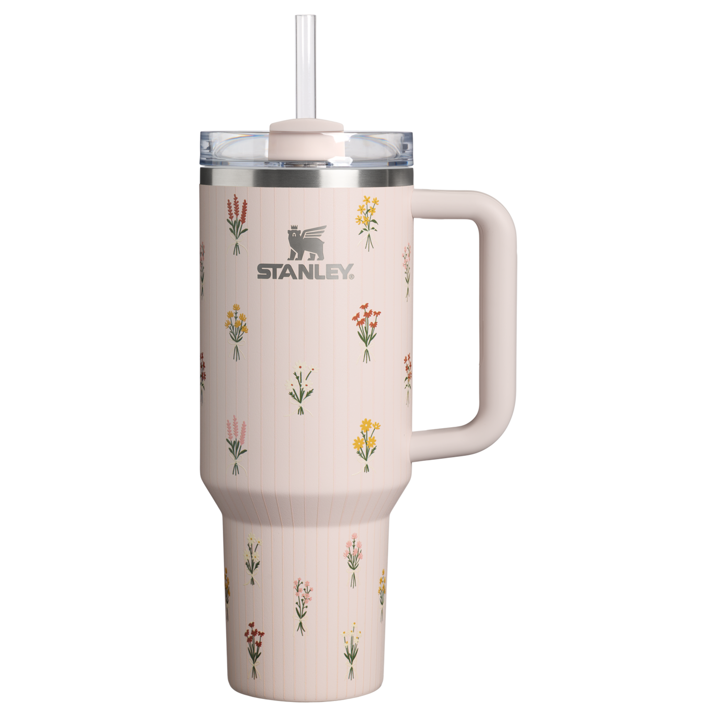 Large Capacity The Quencher H2.0 Flowstate Tumbler D362R - Premium Stainless Steel Straw Cup for All-Day Hydration - Rose Quartz Bouquets