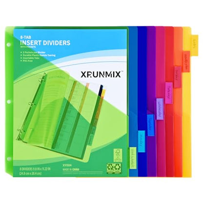 Eco-Friendly 8-Tab Binder Dividers - Index Pockets Divider Collection