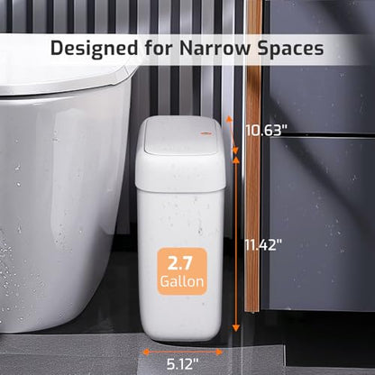 MOPALL Small Bathroom Trash Can with Lid, 2.6 Essentials
