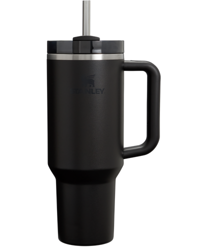 Splash-Resistant FlowState The Quencher H2.0 Flowstate Tumbler  | Stanley Create D332L - 40oz Large Capacity Car-Cup Friendly Quencher - Black 2.0