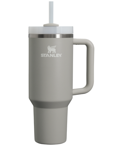 Splash-Resistant FlowState The Quencher H2.0 Flowstate Tumbler  | Stanley Create D332L - 40oz Large Capacity Car-Cup Friendly Quencher - Ash