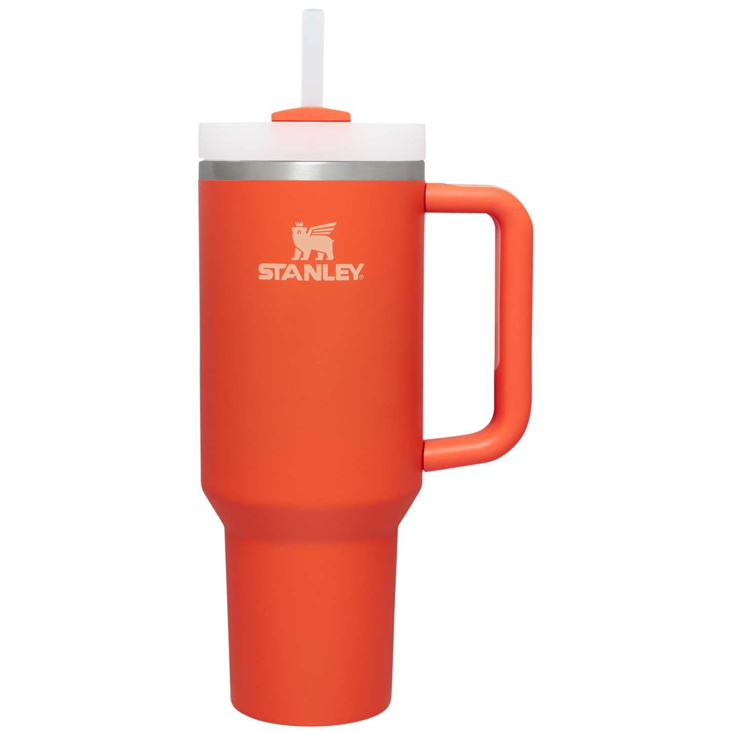 Splash-Resistant FlowState The Quencher H2.0 Flowstate Tumbler  | Stanley Create D332L - 40oz Large Capacity Car-Cup Friendly Quencher - Tigerlily