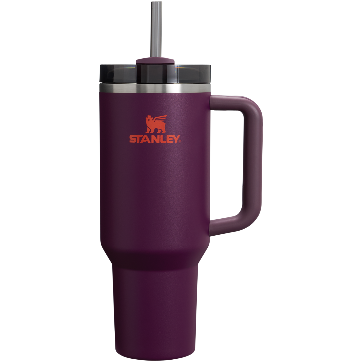 Splash-Resistant FlowState The Quencher H2.0 Flowstate Tumbler  | Stanley Create D332L - 40oz Large Capacity Car-Cup Friendly Quencher - Plum
