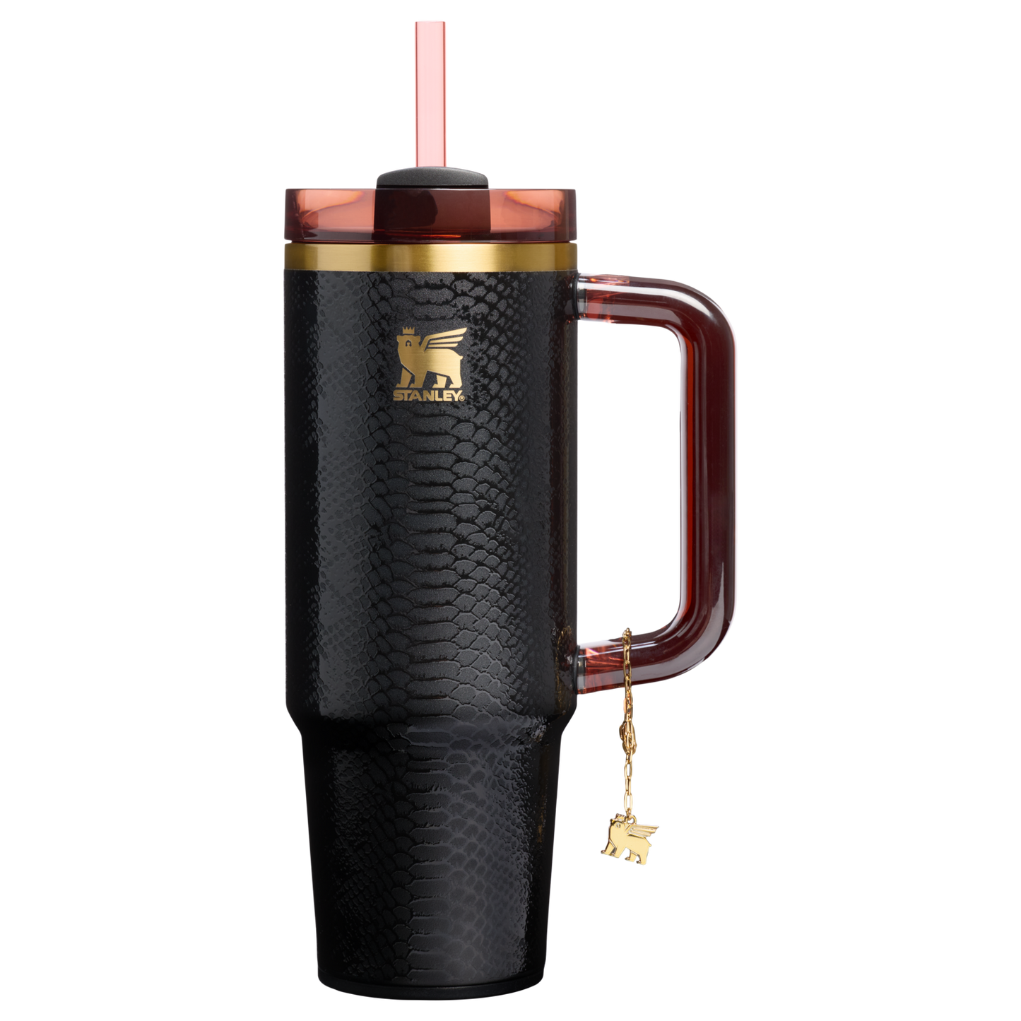 Car-Cup Friendly The Quencher Luxe H2.0 Flowstate Tumbler D171F - Premium Stainless Steel Straw Cup for All-Day Hydration - Black Snakeskin