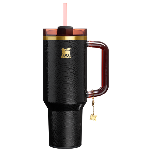 Splash-Resistant FlowState The Quencher Luxe H2.0 Flowstate Tumbler D170A - Premium Stainless Steel Straw Cup for All-Day Hydration - Black Snakeskin