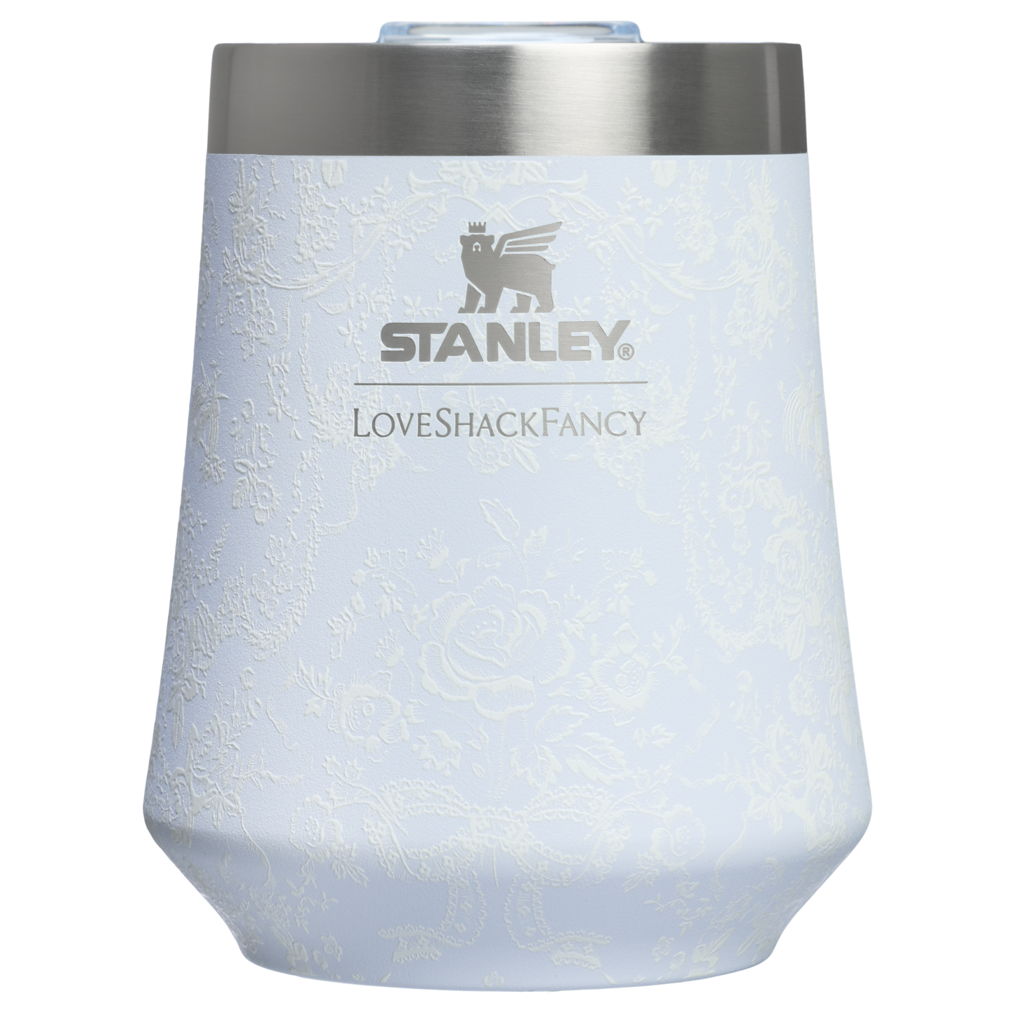 Vacuum Insulated Wine Stanley 1913 x LoveShackFancy Holiday Reserve Wine Tumbler D204X - Shatterproof Flavor-Preserving Cocktail Tumbler with Lid - Baby Bow Pink Peppermint
