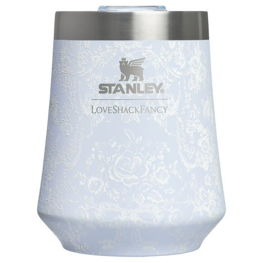 Shatterproof Luxury Stanley 1913 x LoveShackFancy Holiday Reserve Wine Tumbler D367F - Elegant Stemless Vacuum Insulated Wine Tumbler - Toscana Toile Alpine Blue