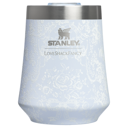 Vacuum Insulated Wine Stanley 1913 x LoveShackFancy Holiday Reserve Wine Tumbler D204X - Shatterproof Flavor-Preserving Cocktail Tumbler with Lid - Toscana Toile Alpine Blue