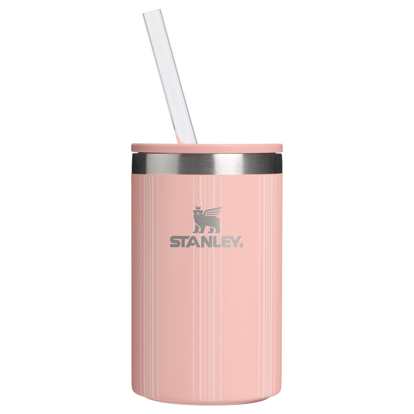 Portable Mini The Everyday Can Cooler Cup D353P - Heavy-Duty Ice-Retention Food & Beverage Carrier - Peach Rose Picnic Stripe