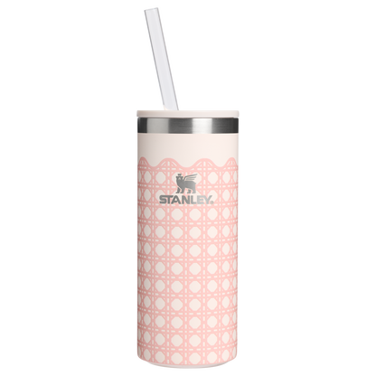 Ice-Retention The Everyday Slim Can Cooler Cup D350R - Leak-Proof Insulated Mini Cooler Bag for Lunch - Rose Quartz Rattan