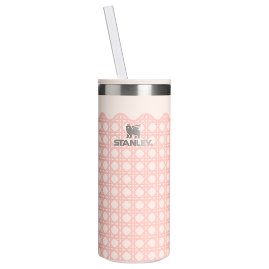 Ice-Retention The Everyday Slim Can Cooler Cup D350R - Leak-Proof Insulated Mini Cooler Bag for Lunch - Rose Quartz Rattan