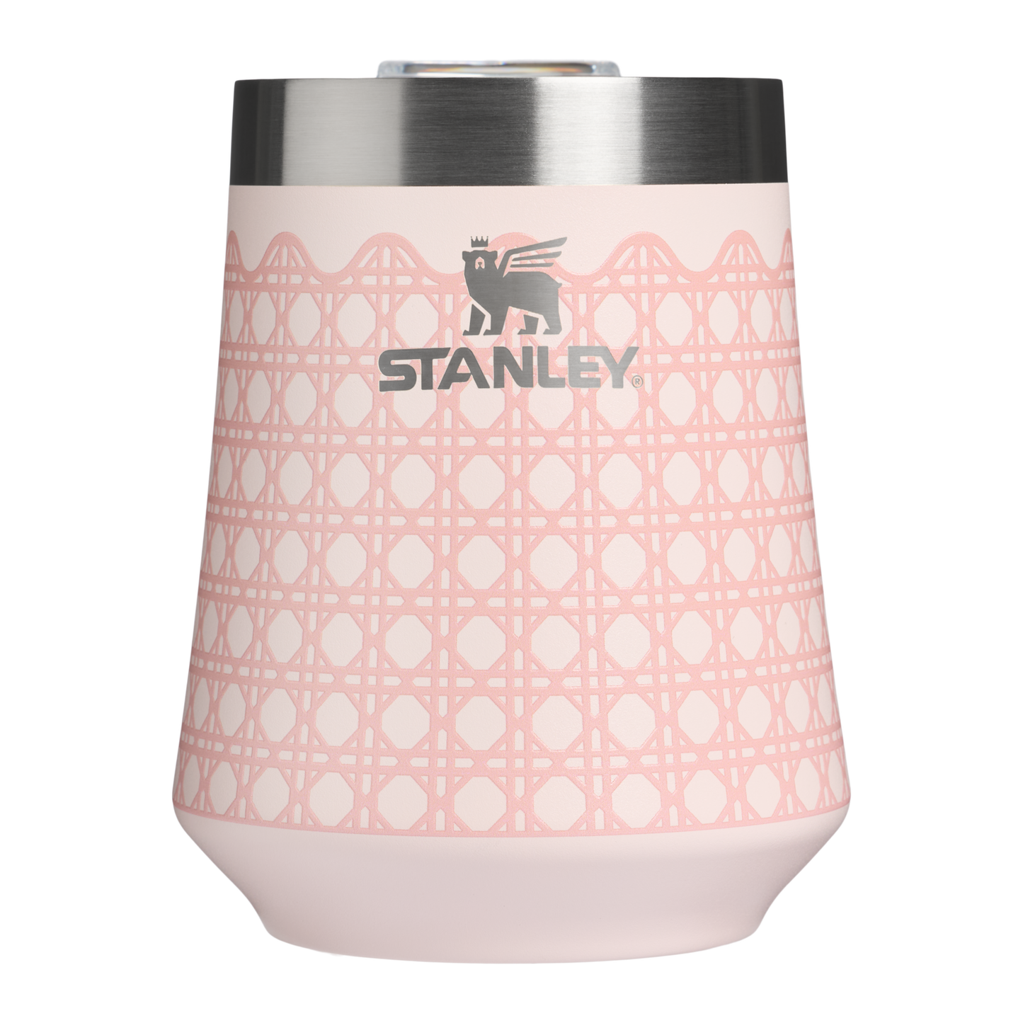 Premium Matte The Reserve Wine Tumbler D352C - Reserve Collection Stainless Steel Whiskey Cup - Rose Quartz Rattan