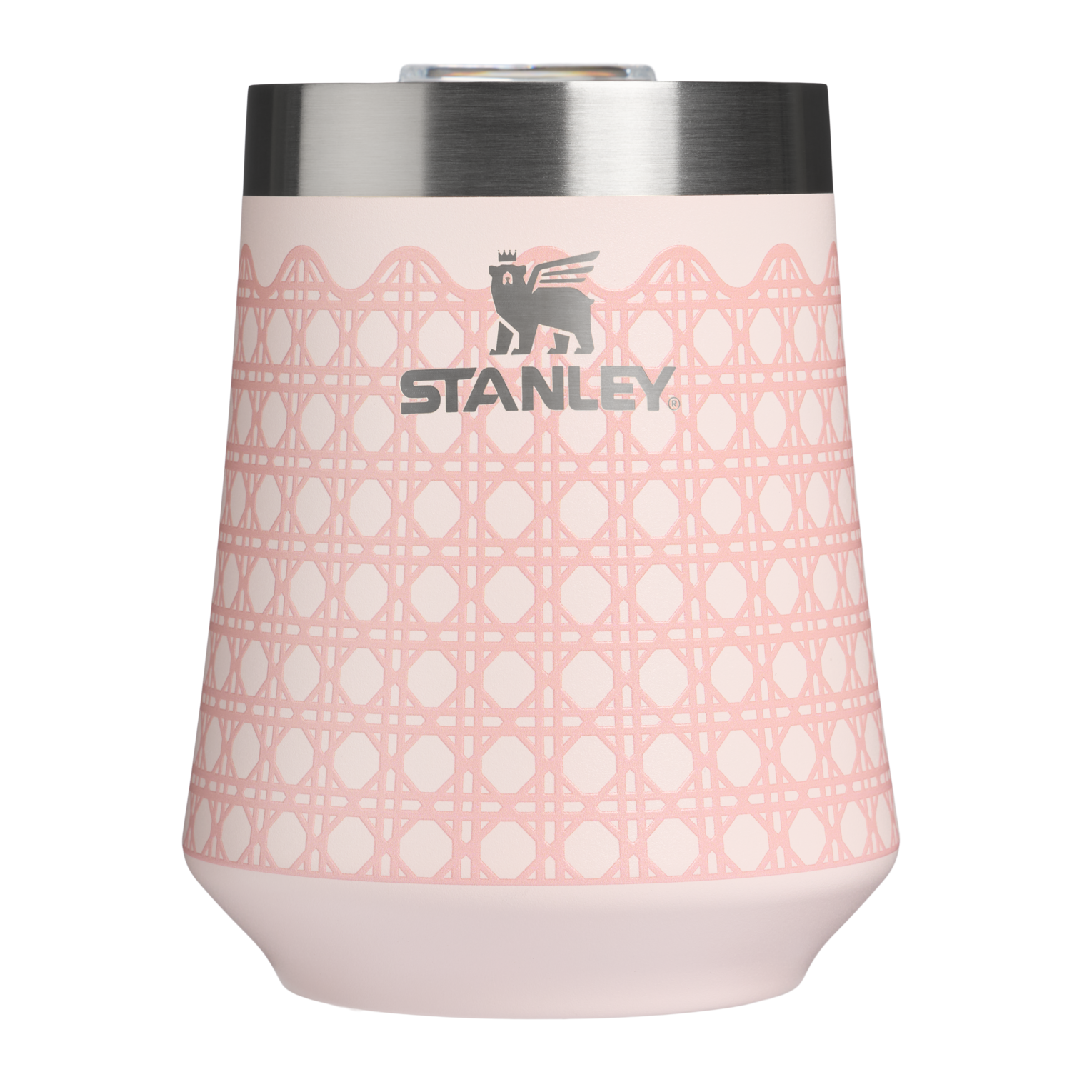 Premium Matte The Reserve Wine Tumbler D352C - Reserve Collection Stainless Steel Whiskey Cup - Rose Quartz Rattan