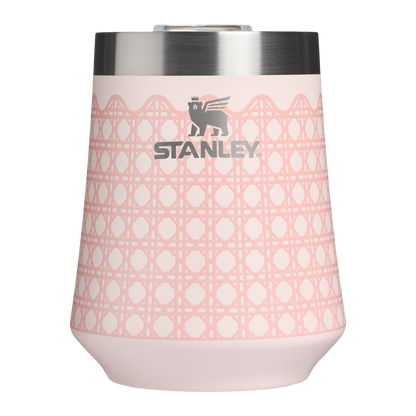Premium Matte The Reserve Wine Tumbler D352C - Reserve Collection Stainless Steel Whiskey Cup - Rose Quartz Rattan