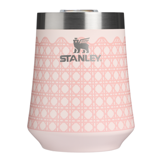 Premium Matte The Reserve Wine Tumbler D352C - Reserve Collection Stainless Steel Whiskey Cup - Rose Quartz Rattan