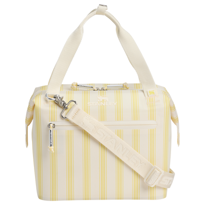 Heavy-Duty Tote The All Day Julienne Mini Cooler D349V - Heavy-Duty Ice-Retention Food & Beverage Carrier - Cream Picnic Stripe