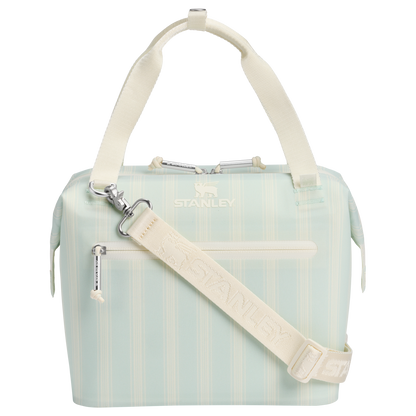 Heavy-Duty Tote The All Day Julienne Mini Cooler D349V - Heavy-Duty Ice-Retention Food & Beverage Carrier - Mist Picnic Stripe