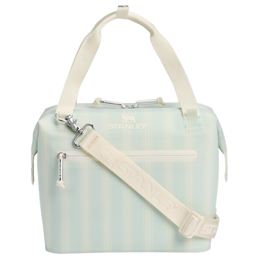 Heavy-Duty Tote The All Day Julienne Mini Cooler D349V - Heavy-Duty Ice-Retention Food & Beverage Carrier - Mist Picnic Stripe