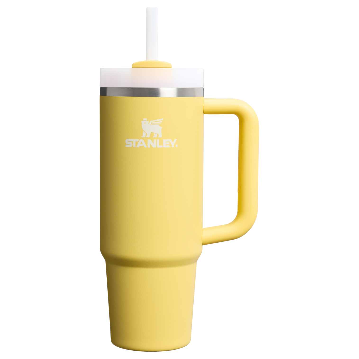 Insulated Travel The Quencher H2.0 Flowstate Tumbler | Stanley Create D331C - Double-Wall Vacuum Insulated Travel Tumbler with Straw - Daffodil