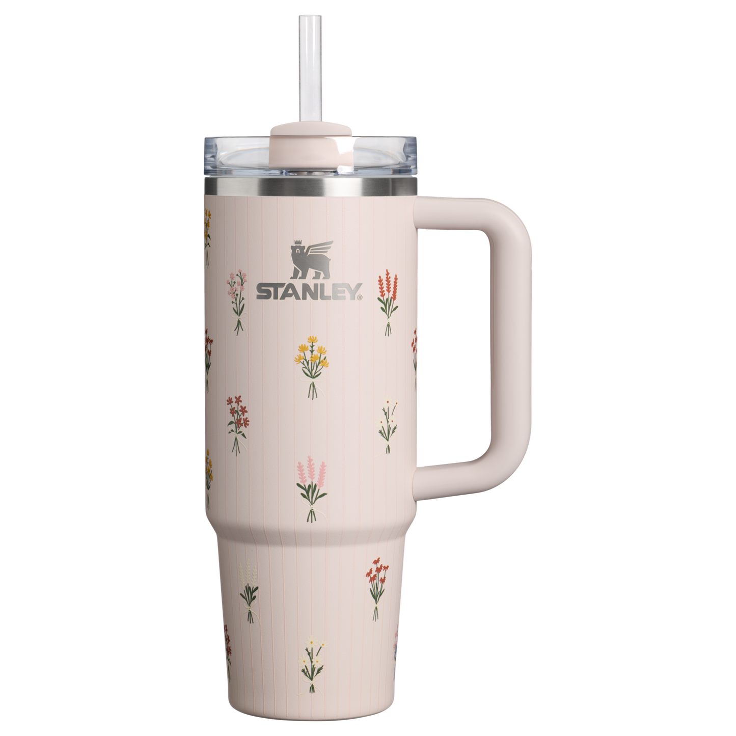 Double-Wall Vacuum The Quencher H2.0 Flowstate Tumbler D363L - 40oz Large Capacity Car-Cup Friendly Quencher - Rose Quartz Bouquets