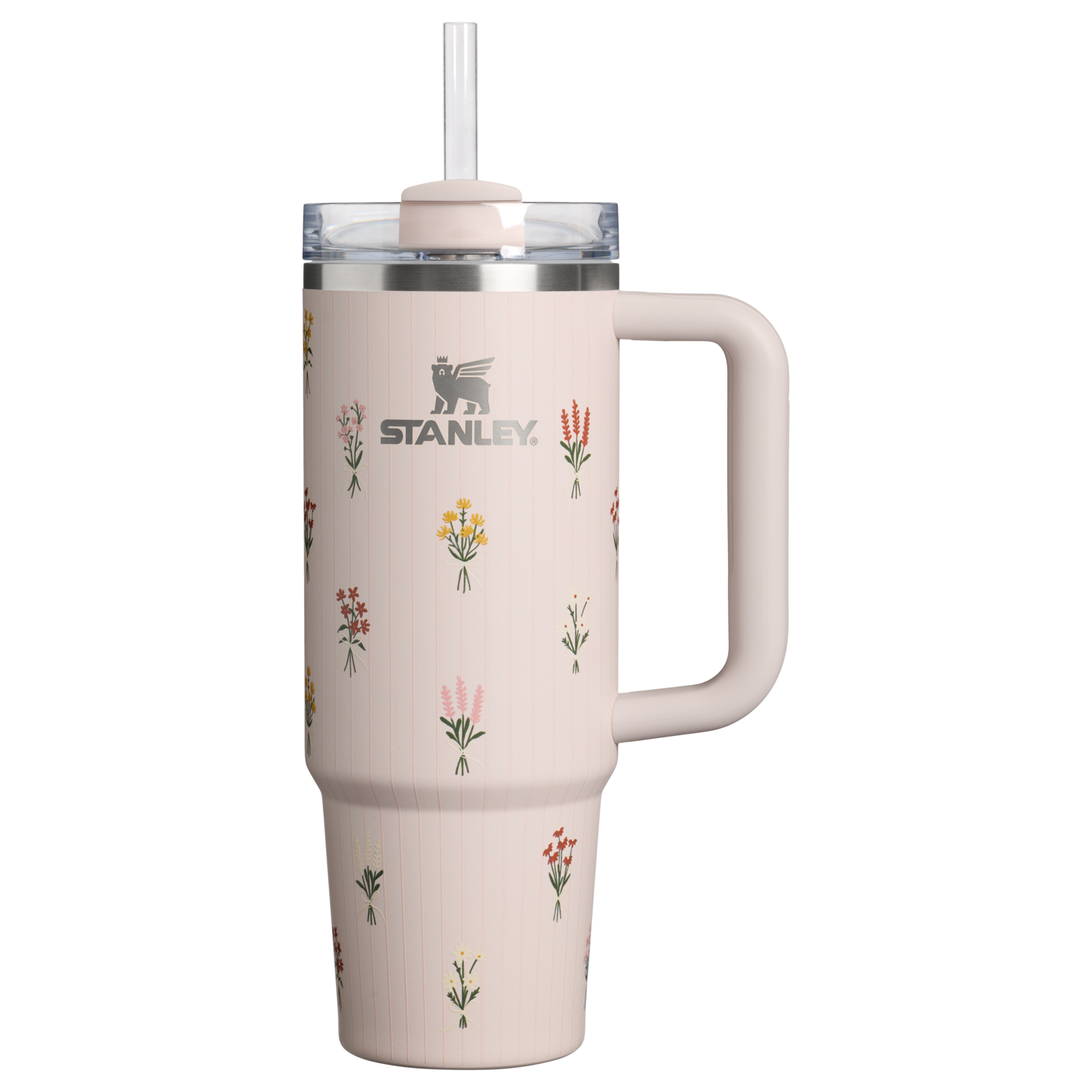 Double-Wall Vacuum The Quencher H2.0 Flowstate Tumbler D363L - 40oz Large Capacity Car-Cup Friendly Quencher - Rose Quartz Bouquets