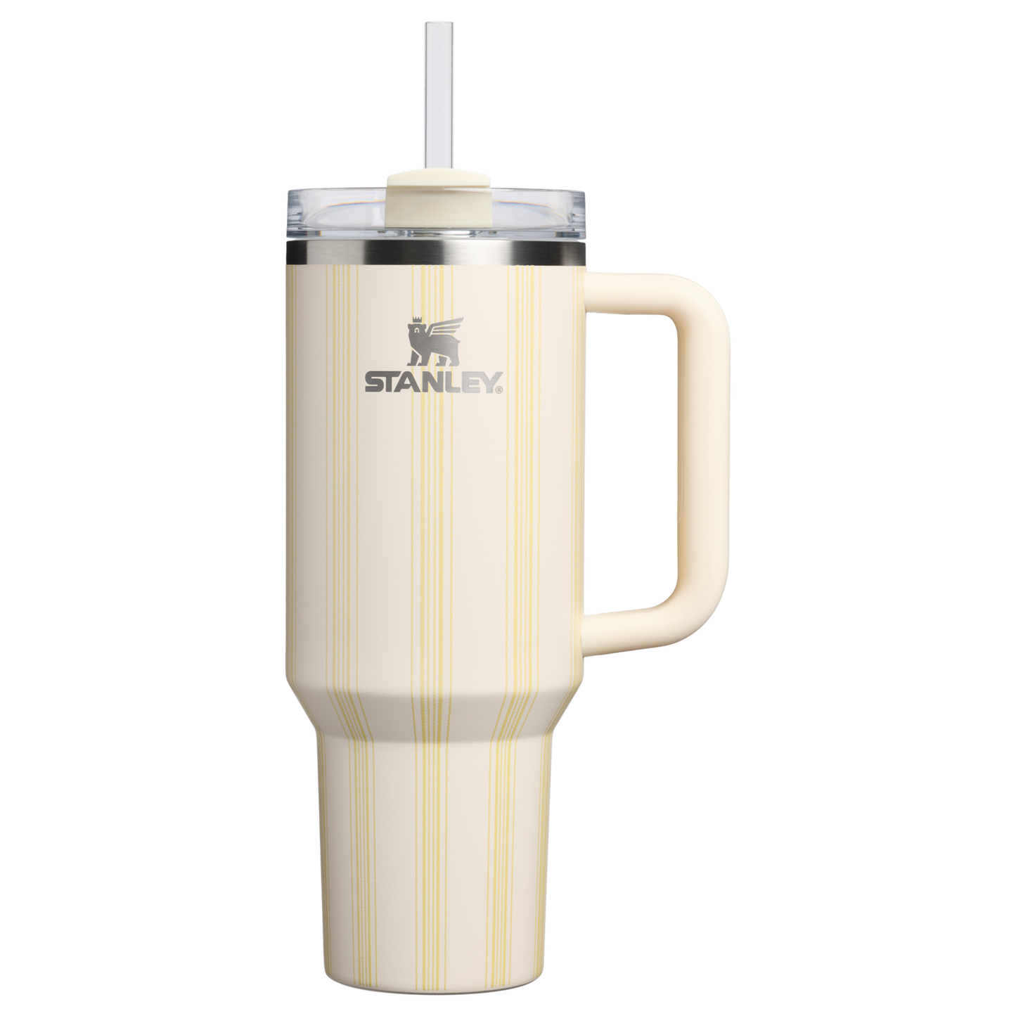 Splash-Resistant FlowState The Quencher H2.0 Flowstate Tumbler D342C - Double-Wall Vacuum Insulated Travel Tumbler with Straw - Cream Picnic Stripe