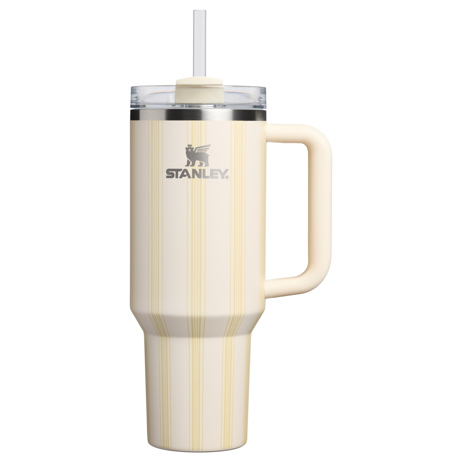 Splash-Resistant FlowState The Quencher H2.0 Flowstate Tumbler D342C - Double-Wall Vacuum Insulated Travel Tumbler with Straw - Cream Picnic Stripe