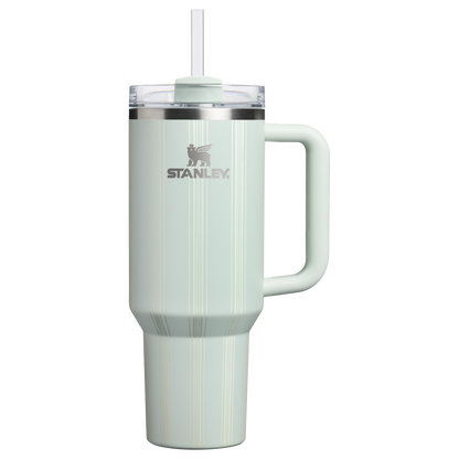 Splash-Resistant FlowState The Quencher H2.0 Flowstate Tumbler D342C - Double-Wall Vacuum Insulated Travel Tumbler with Straw - Mist Picnic Stripe