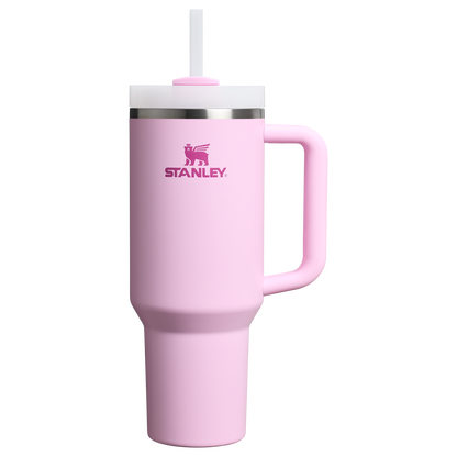Splash-Resistant FlowState The Quencher H2.0 Flowstate Tumbler  | Stanley Create D332L - 40oz Large Capacity Car-Cup Friendly Quencher - Cherry Blossom