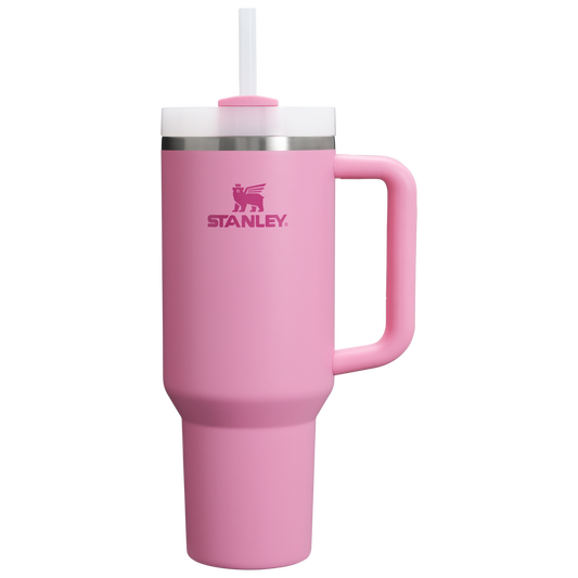 Splash-Resistant FlowState The Quencher H2.0 Flowstate Tumbler  | Stanley Create D332L - 40oz Large Capacity Car-Cup Friendly Quencher - Peony