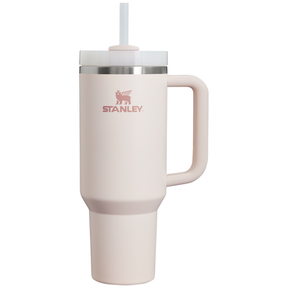 Splash-Resistant FlowState The Quencher H2.0 Flowstate Tumbler  | Stanley Create D332L - 40oz Large Capacity Car-Cup Friendly Quencher - Rose Quartz 2.0