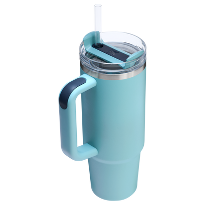 Insulated Travel The Quencher H2.0 Flowstate Tumbler | Stanley Create D331C - Double-Wall Vacuum Insulated Travel Tumbler with Straw Detail