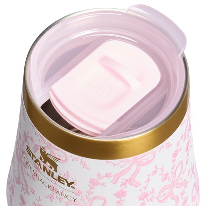 Shatterproof Luxury Stanley 1913 x LoveShackFancy Holiday Reserve Wine Tumbler D367F - Elegant Stemless Vacuum Insulated Wine Tumbler Detail