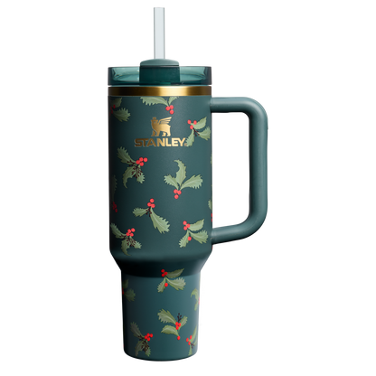 Large Capacity The Cheers & Cheer Quencher H2.0 Flowstate Tumbler D188Q - 40oz Large Capacity Car-Cup Friendly Quencher - Holiday Botanical