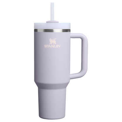 Splash-Resistant FlowState The Quencher H2.0 Flowstate Tumbler  | Stanley Create D332L - 40oz Large Capacity Car-Cup Friendly Quencher - Purple Dust