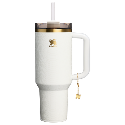 Splash-Resistant FlowState The Quencher Luxe H2.0 Flowstate Tumbler D170A - Premium Stainless Steel Straw Cup for All-Day Hydration - Pale Stone Snakeskin