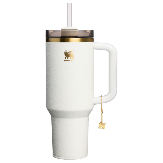 Splash-Resistant FlowState The Quencher Luxe H2.0 Flowstate Tumbler D170A - Premium Stainless Steel Straw Cup for All-Day Hydration - Pale Stone Snakeskin