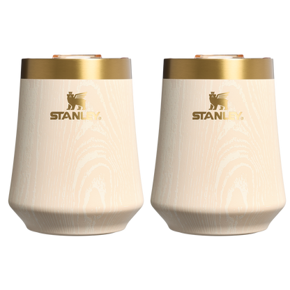 Vacuum Insulated Wine The Cheers & Cheer Reserve Wine Tumbler | 2-pack D190T - Elegant Stemless Vacuum Insulated Wine Tumbler - Birch Woodgrain