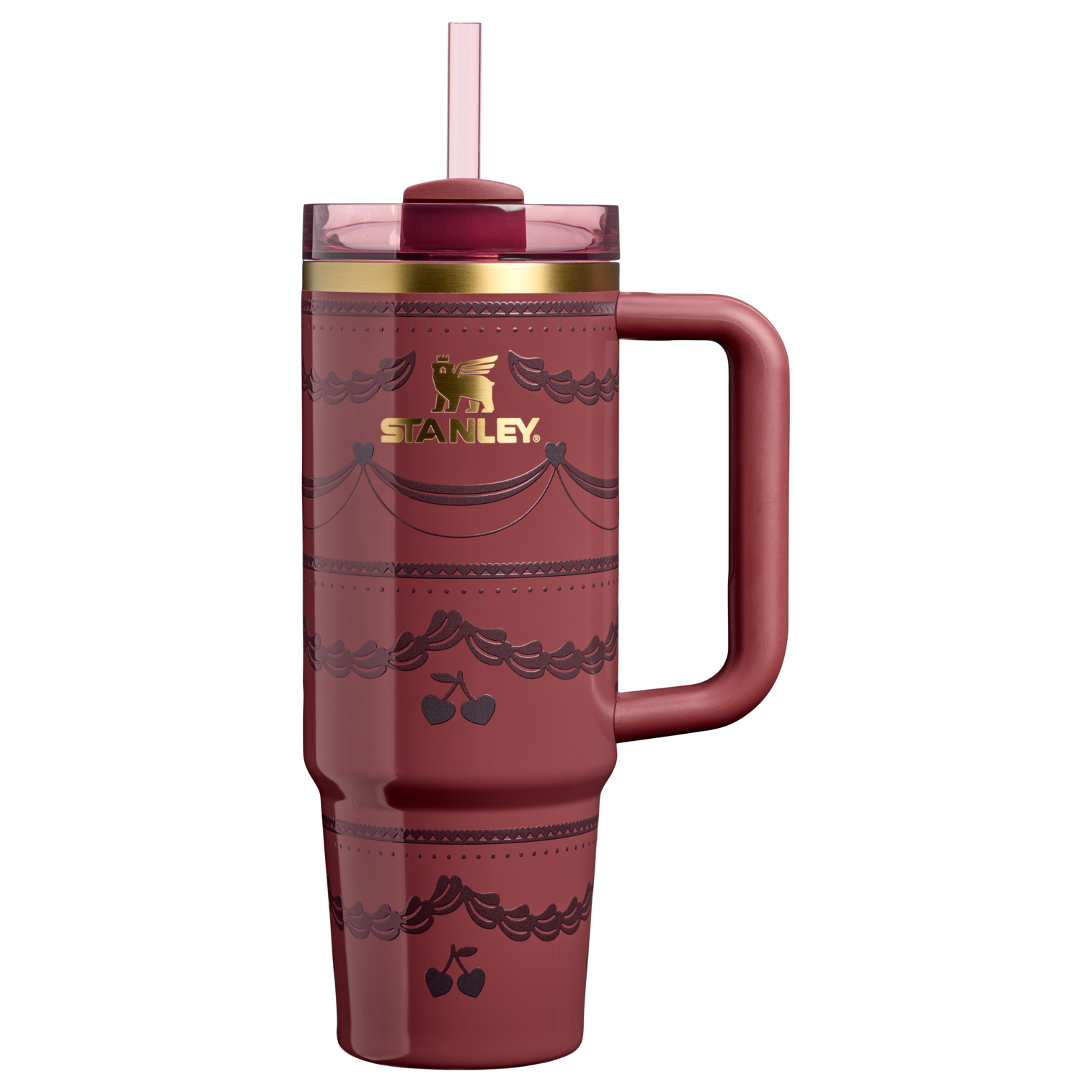 Car-Cup Friendly The Valentine’s Day Quencher H2.0 Flowstate Tumbler D232U - Premium Stainless Steel Straw Cup for All-Day Hydration - Red Velvet Cake