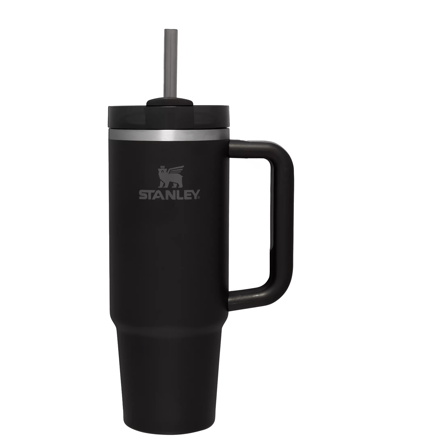 Splash-Resistant FlowState The Quencher H2.0 Flowstate Tumbler  | Stanley Create D332L - 40oz Large Capacity Car-Cup Friendly Quencher - Black